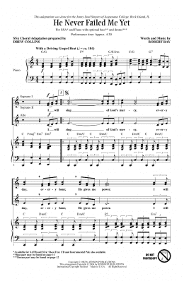 page one of He Never Failed Me Yet (arr. Drew Collins) (SSA Choir)