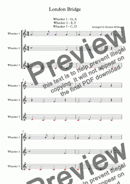 page one of London Bridge for 8 Notes Diatonic Boomwhackers