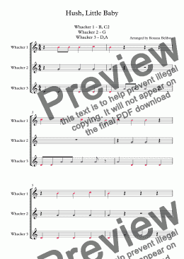 page one of Hush, Little Baby for 8 Notes Diatonic Boomwhackers