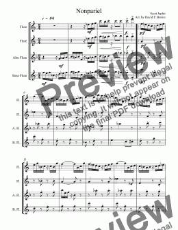 page one of Nonpareil Rag for Flute Quartet