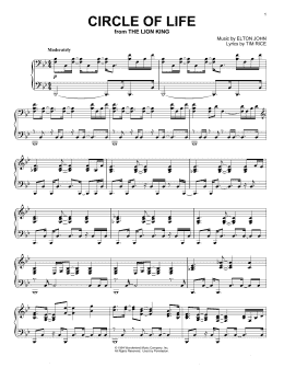 page one of Circle Of Life (from The Lion King) (Piano Solo)