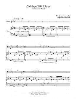 page one of Children Will Listen (from Into The Woods) (Violin and Piano)