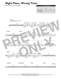 page one of Right Place, Wrong Time (Drum Chart)