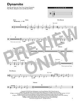 page one of Dynamite (Drum Chart)