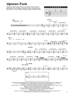 page one of Uptown Funk (feat. Bruno Mars) (Drum Chart)