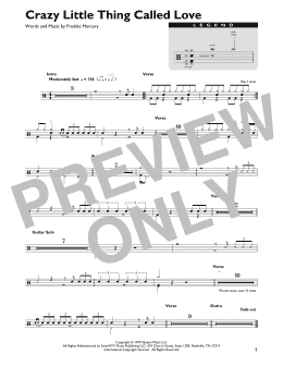 page one of Crazy Little Thing Called Love (Drum Chart)