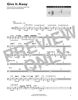 page one of Give It Away (Drum Chart)