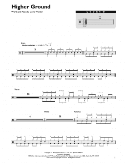 page one of Higher Ground (Drum Chart)