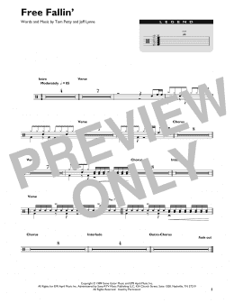 page one of Free Fallin' (Drum Chart)