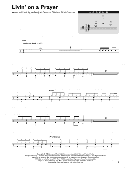 page one of Livin' On A Prayer (Drum Chart)