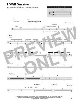 page one of I Will Survive (Drum Chart)