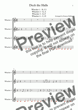 page one of Deck the Halls for 8 Notes Diatonic Boomwhackers 