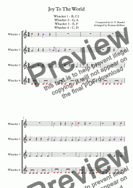 page one of Joy to the World for 8 Notes Diatonic Boomwhackers