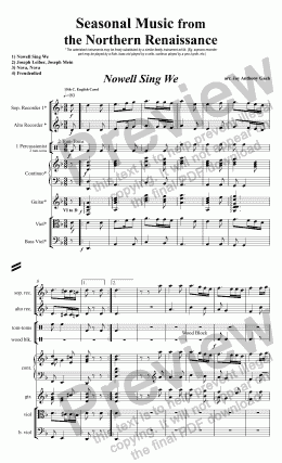 page one of Seasonal Music from the Northern Renaissance 