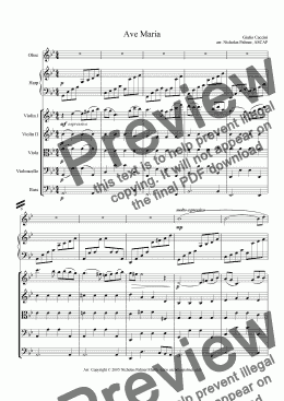 page one of Ave Maria - Caccini [strings, harp and solo]