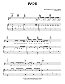 page one of Fade (Piano, Vocal & Guitar Chords (Right-Hand Melody))