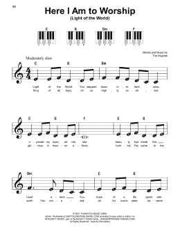 page one of Here I Am To Worship (Light Of The World) (Super Easy Piano)