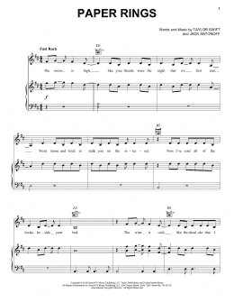 page one of Paper Rings (Piano, Vocal & Guitar Chords (Right-Hand Melody))