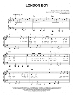 page one of London Boy (Easy Piano)