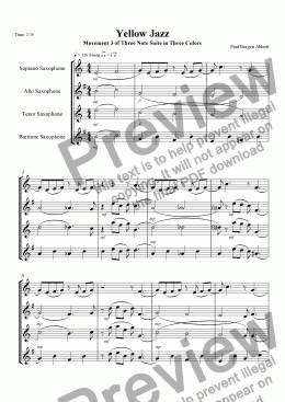 page one of Yellow Jazz (saxophone quartet)