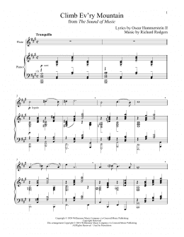 page one of Climb Ev'ry Mountain (from The Sound of Music) (Flute and Piano)