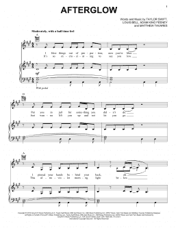 page one of Afterglow (Piano, Vocal & Guitar Chords (Right-Hand Melody))