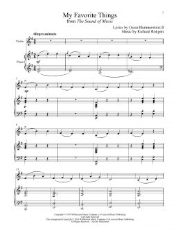 page one of My Favorite Things (from The Sound of Music) (Violin and Piano)