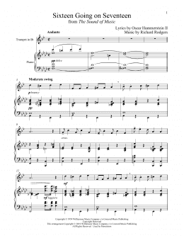 page one of Sixteen Going On Seventeen (from The Sound of Music) (Trumpet and Piano)