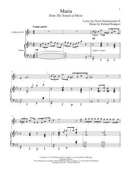 page one of Maria (from The Sound of Music) (Clarinet and Piano)