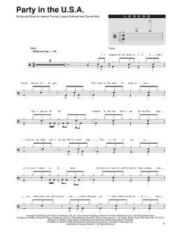 page one of Party In The U.S.A. (Drums Transcription)