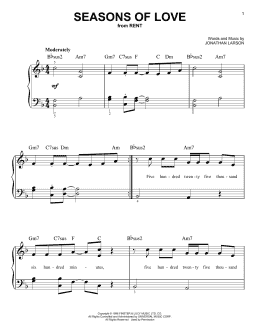 page one of Seasons Of Love (from Rent) (Very Easy Piano)