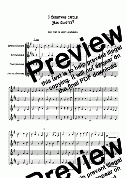 page one of 3 Christmas Carols (Sax Quartet) - Score and parts