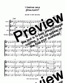 page one of 3 Christmas Carols (String Quartet) - Score and parts