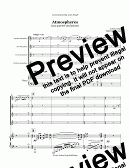 page one of Atmospheres (sax quartet and piano) - Score and parts