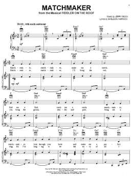 page one of Matchmaker (from Fiddler On The Roof) (Piano, Vocal & Guitar Chords (Right-Hand Melody))