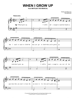 page one of When I Grow Up (from Matilda The Musical) (Very Easy Piano)