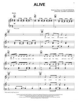 page one of Alive (Piano, Vocal & Guitar Chords (Right-Hand Melody))