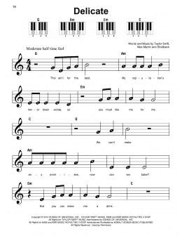 page one of Delicate (Super Easy Piano)