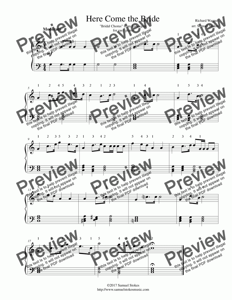 Here Comes The Bride For Easy Piano Download Sheet Music Pdf File 8882