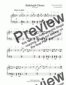 page one of Hallelujah Chorus from Handel's Messiah - for easy piano