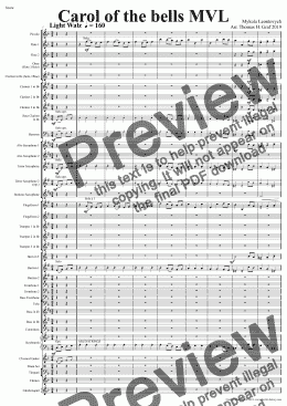 page one of Carol of the Bells - Pentatonix style - Concert Band