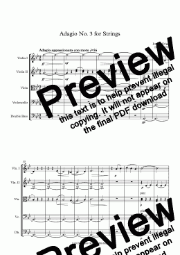 page one of Adagio No 3 for Strings - Score and parts