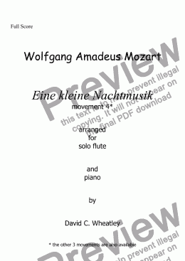 page one of Mozart - Eine kleine Nachtmusik mvt 4 (rondo) for flute and piano