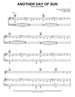 page one of Another Day Of Sun (from La La Land) (Piano, Vocal & Guitar Chords (Right-Hand Melody))