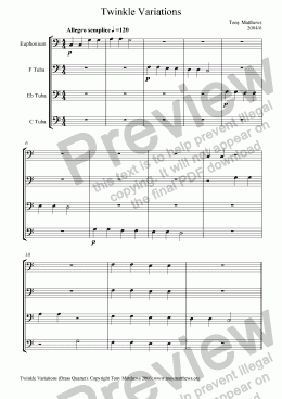 page one of Twinkle Variations (Arr. Tuba Quartet)
