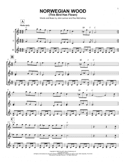 page one of Norwegian Wood (This Bird Has Flown) (Ukulele Ensemble)