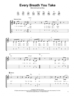 page one of Every Breath You Take (Easy Ukulele Tab)