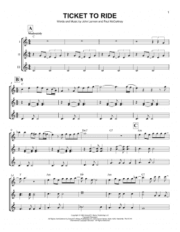 page one of Ticket To Ride (Ukulele Ensemble)