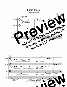 page one of Forgiveness (string quartet) - Score and parts