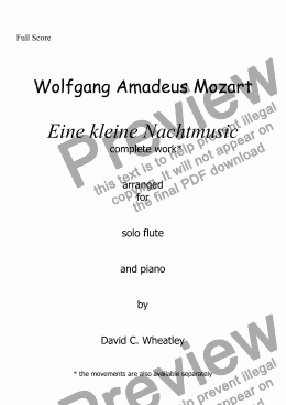 page one of Mozart - Eine kleine Nachtmusic (complete) for flute and piano